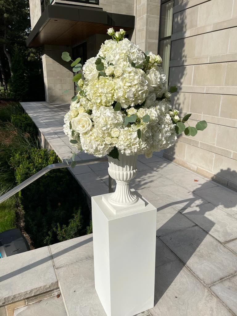 Ivory rectangular plinth rental for wedding and event floral displays — item SEFR404