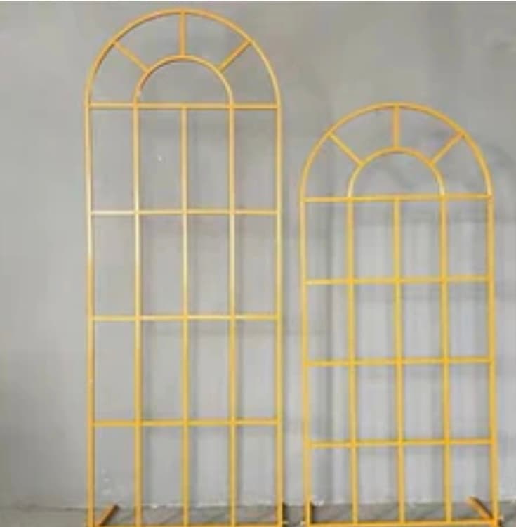 Gold metal door backdrop set rental for wedding ceremony entrance and photo backdrops — item SEFR530