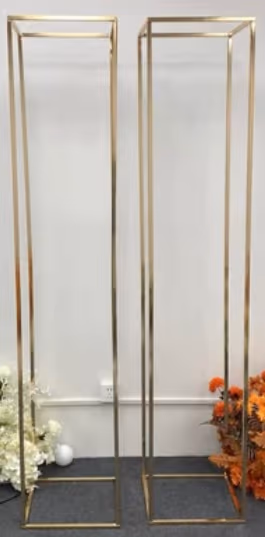 Gold rectangular backdrop stand rental for wedding ceremony and reception — item SEFR701
