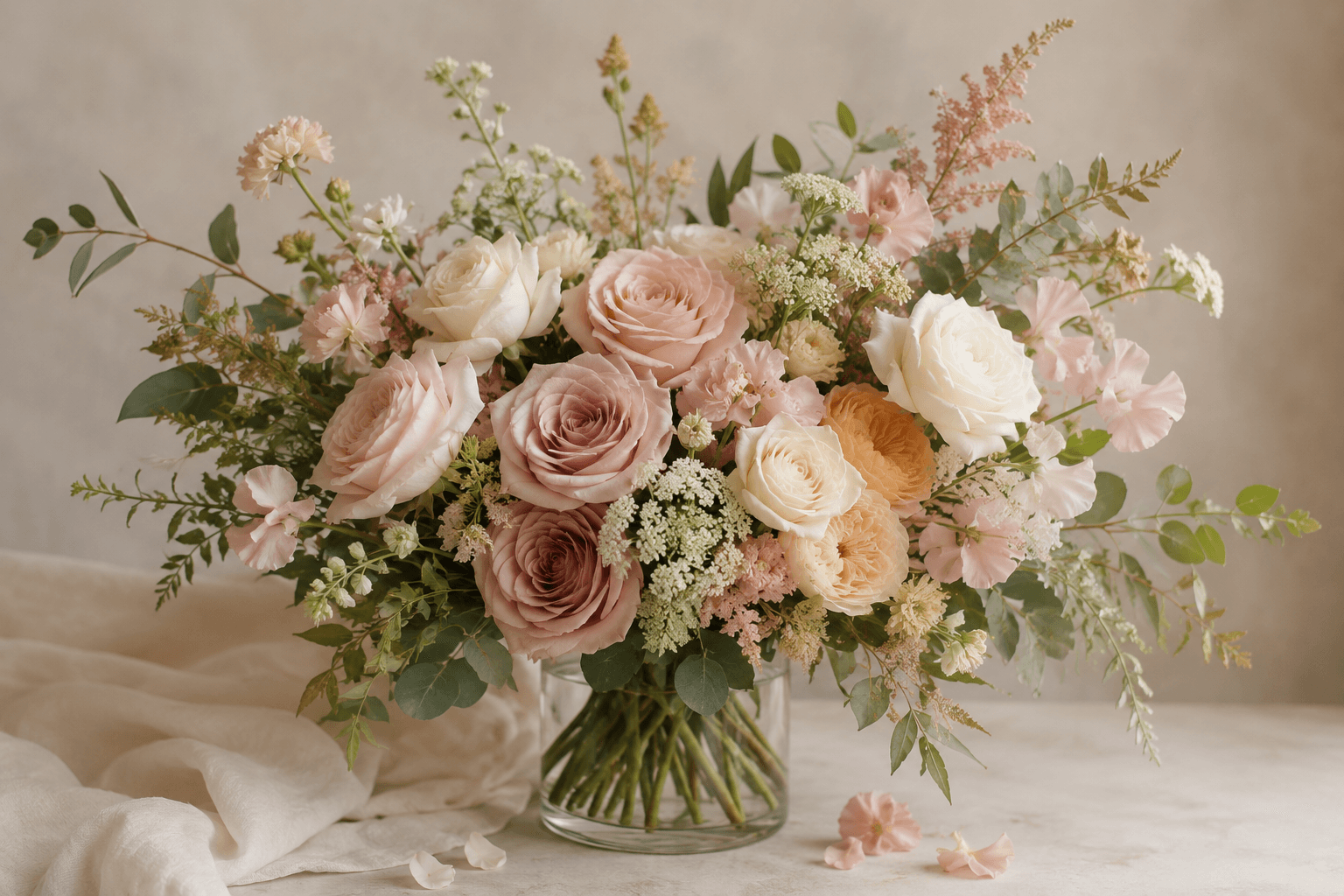 The owner and lead florist of Simply Elegant Florals working with organic blooms