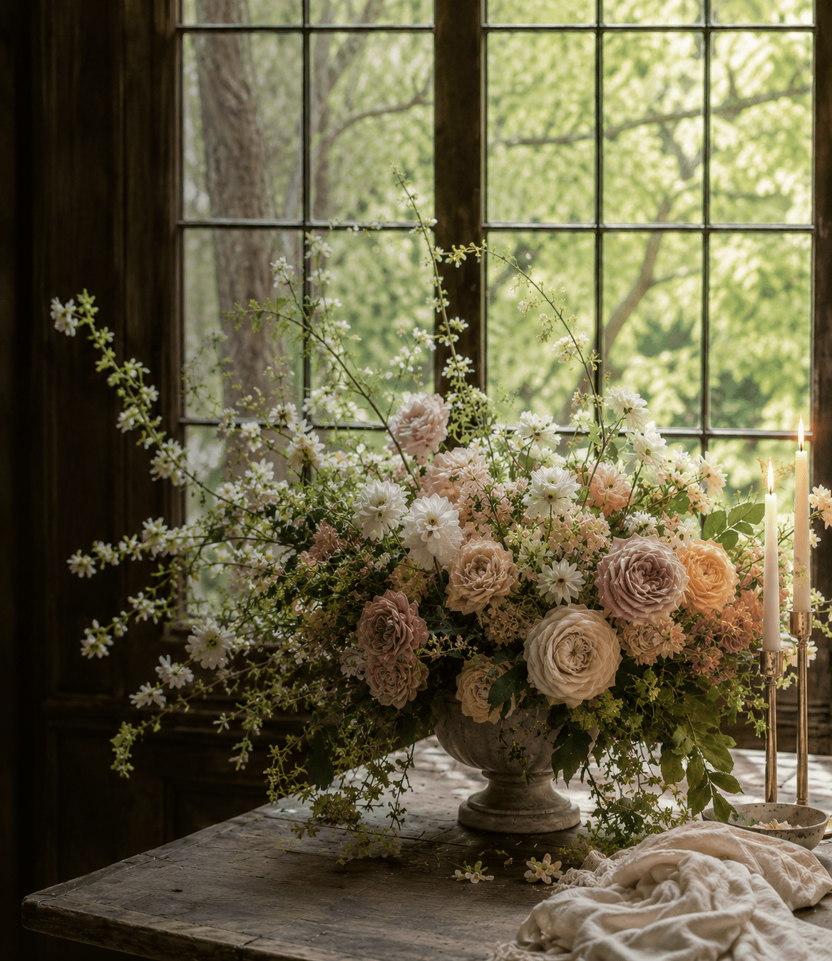 A tender and respectful floral tribute in soft, comforting tones